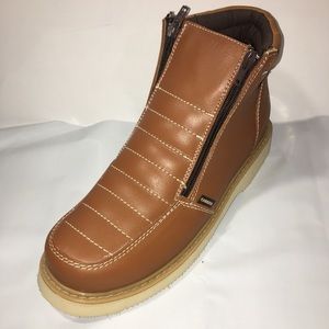 MEN'S WORK BOOTS GENUINE LEATHER ZIP UP HONEY